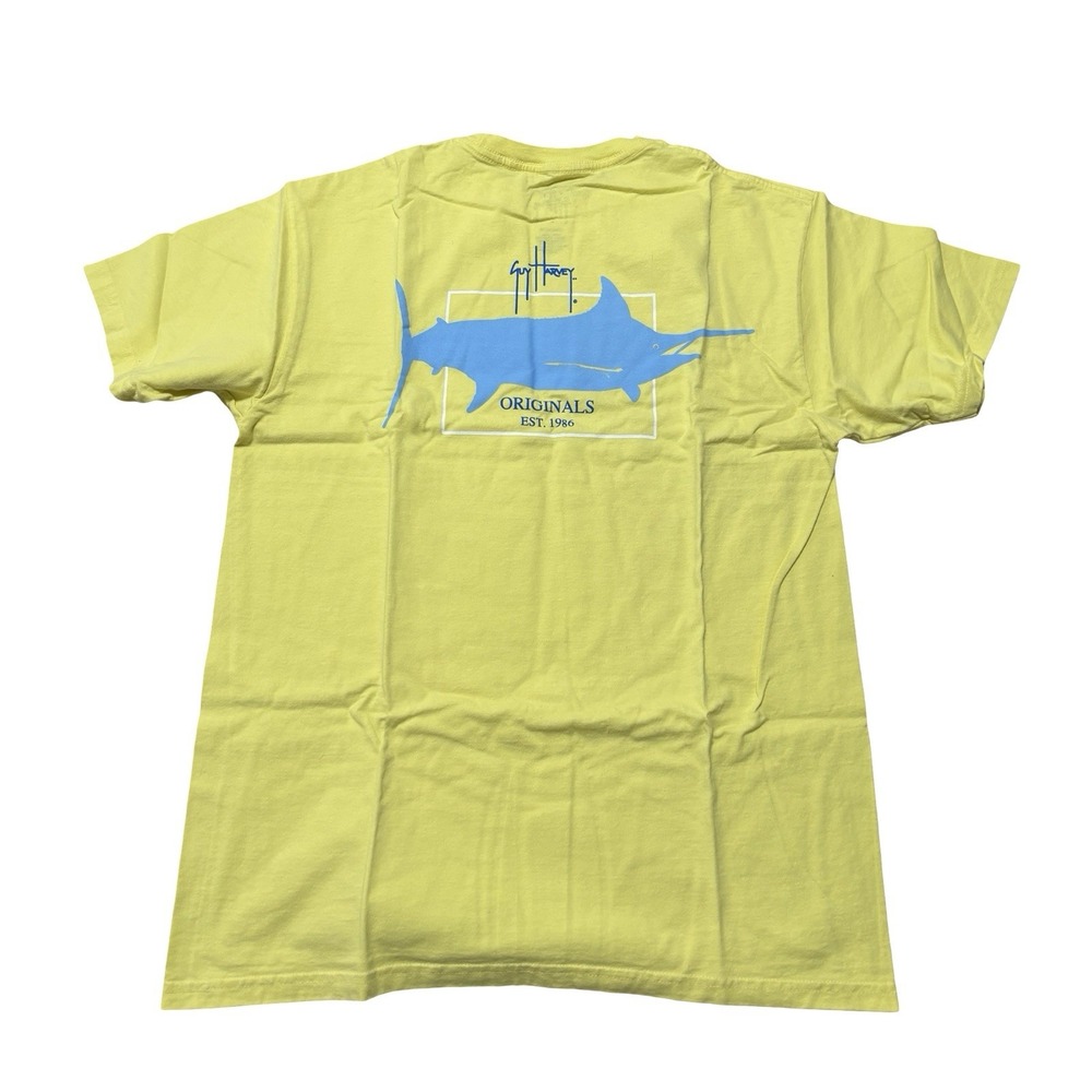 Guy Harvey Men's Classic Fit Yellow T Shirt Size Large 19.5 x 27.5